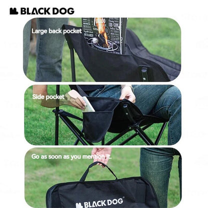 BLACKDOG Floating Moon Outdoor Folding Chair Portable Camping 120kg Max Load 600D Oxford Steel Frame Relax Chair with Storage Bag 2.7kg Foldable Ultralight Heavy Duty Black Dog