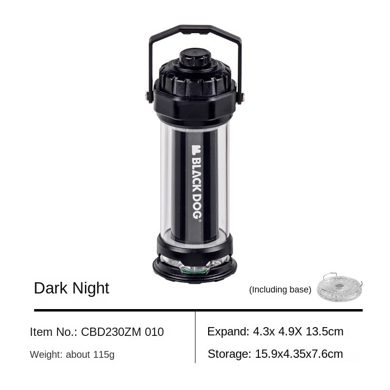 BLACKDOG STARFIRE Black Camping Lamp Mini Outdoor LED Mini Lantern 4 Lighting Modes 2600mAh Battery USB C Charging IPX4 Waterproof 6-150H Hanging Flashlight Ultralight Portable Warm Light Black Dog