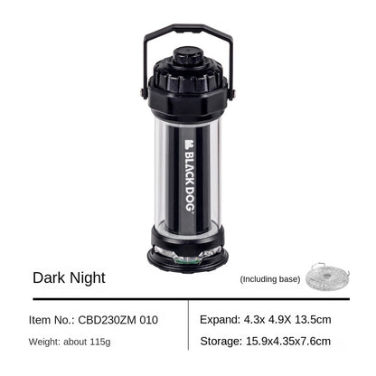 BLACKDOG STARFIRE Black Camping Lamp Mini Outdoor LED Mini Lantern 4 Lighting Modes 2600mAh Battery USB C Charging IPX4 Waterproof 6-150H Hanging Flashlight Ultralight Portable Warm Light Black Dog