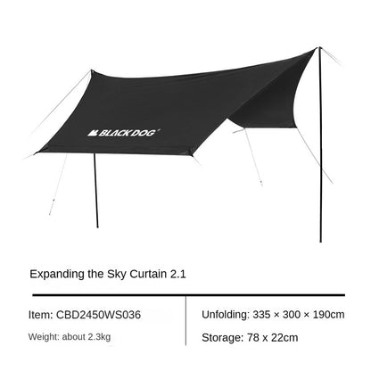 BLACKDOG Black Automatic Tent 2 in 1 Tent with Optional Canopy Tarp Add-on Large up to 5.8m² Interior Space for 3-4 Person Vinyl Coated Sunscreen Waterproof Breathable