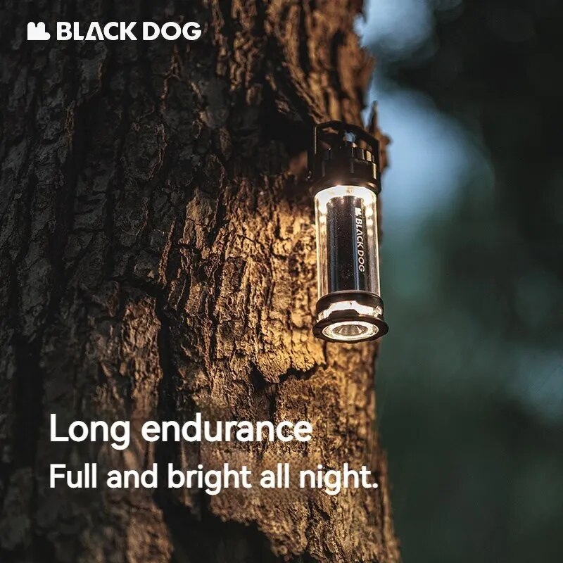 BLACKDOG STARFIRE Black Camping Lamp Mini Outdoor LED Mini Lantern 4 Lighting Modes 2600mAh Battery USB C Charging IPX4 Waterproof 6-150H Hanging Flashlight Ultralight Portable Warm Light Black Dog