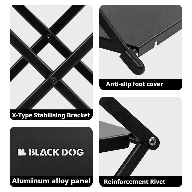 BLACKDOG Outdoor Multifuctional Storage Rack Portable Lightweight Camping Kitchen Accessories Aluminum Alloy 3 Layer Folding Splice Able Shelf