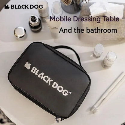 BLACKDOG Black Travel Toiletry Storage Pouch Bag 3.1L Camping Small Multi-Layer Waterproof Hanging Luggage Accessories Wet Dry Separation Cosmetics Make up Organizer Black Dog