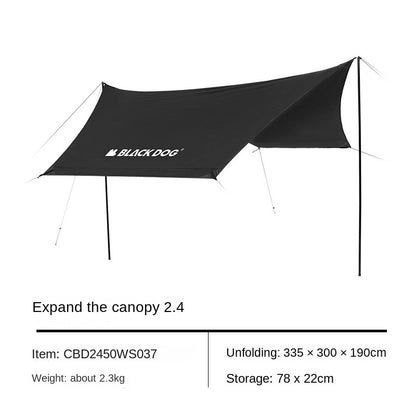 BLACKDOG Black Automatic Tent 2 in 1 Tent with Optional Canopy Tarp Add-on Large up to 5.8m² Interior Space for 3-4 Person Vinyl Coated Sunscreen Waterproof Breathable