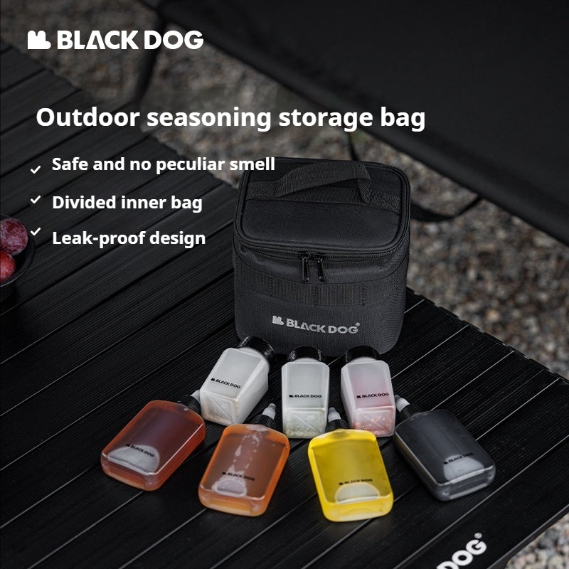 BLACKDOG Outdoor Seasoning Storage Bag Portable Condiment Bottle Set Outdoor Picnic Camping BBQ Jar Spice Container Organizer Kit 600D Oxford Cloth