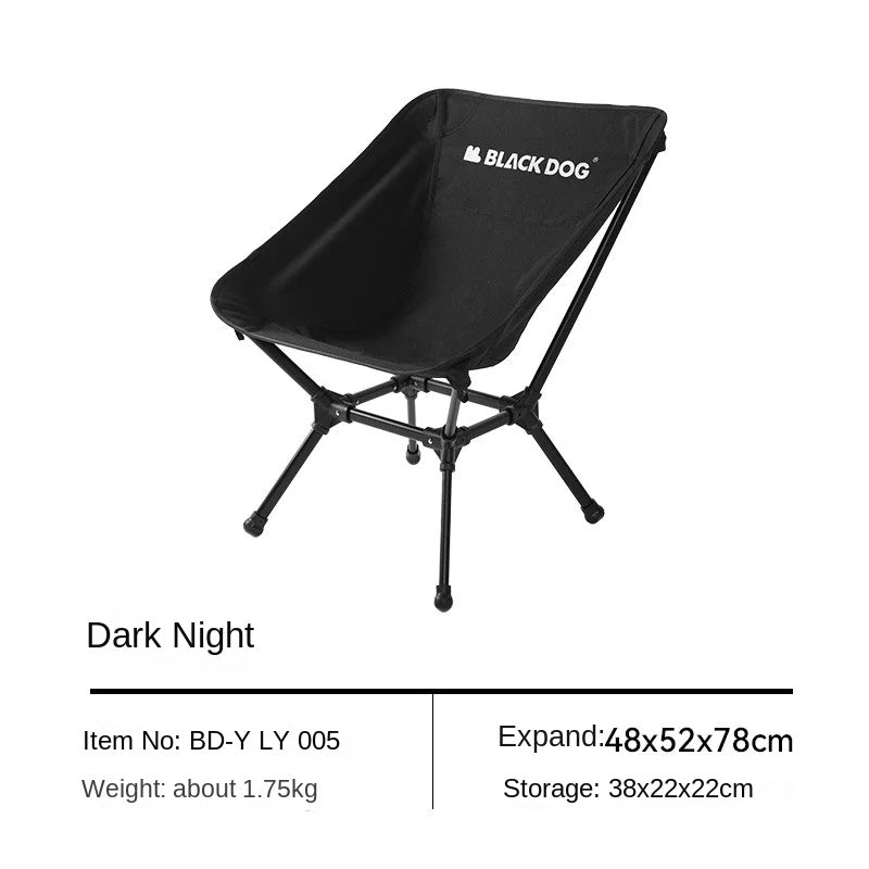 BLACKDOG High Back Moon Chair Portable Ultralight Foldable Aluminum Adjustable Height Beach Outdoor Camping 150kg Max Weight Bearing Black Dog