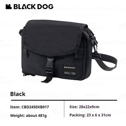 Blackdog Crossbody Shoulder Bag Portable Ultralight Multifunctional Black Casual Shoulder Bag Large Capacity Sundries Bag Unisex Camping Hiking Picnic Beach Sport Travel Heavy Duty Original Black Dog