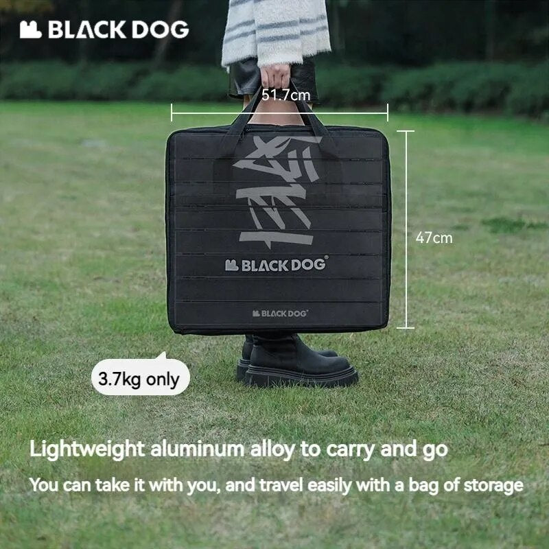 BLACKDOG Aluminum Alloy Folding Table Portable Black Ultralight Fast Assembly 30kg Max Load Outdoor Camping Picnic Table Multifunctional with Storage Bag Heavy Duty Durable Black Dog