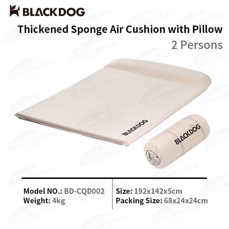 BLACKDOG Sponge Air Cushion With Pillow Outdoor Sleeping Pad Mattress Single Double Bed Portable Folding Mat Automatic Air Auto Inflate Tent Bed