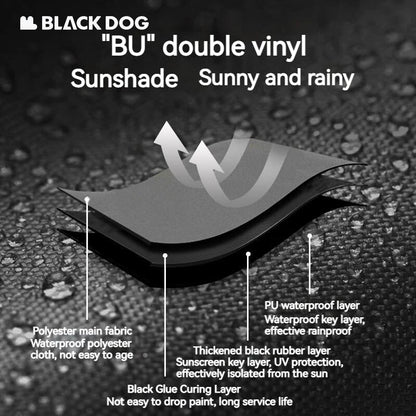 BLACKDOG Full Shading Black Vinyl Automatic Beach Tent Outdoor Canopy Fast Build UPF50+ Sunscreen Vinyl Coated Camping Picnic Fishing for 2-3 Person Waterproof PU3000mm Black Dog