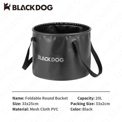 BLACKDOG PVC Foldable Water Bucket Portable Ultralight 20L Water Bucket PVC Waterproof Storage Bag Round Square Shapes Foldable Sink Wash Basin