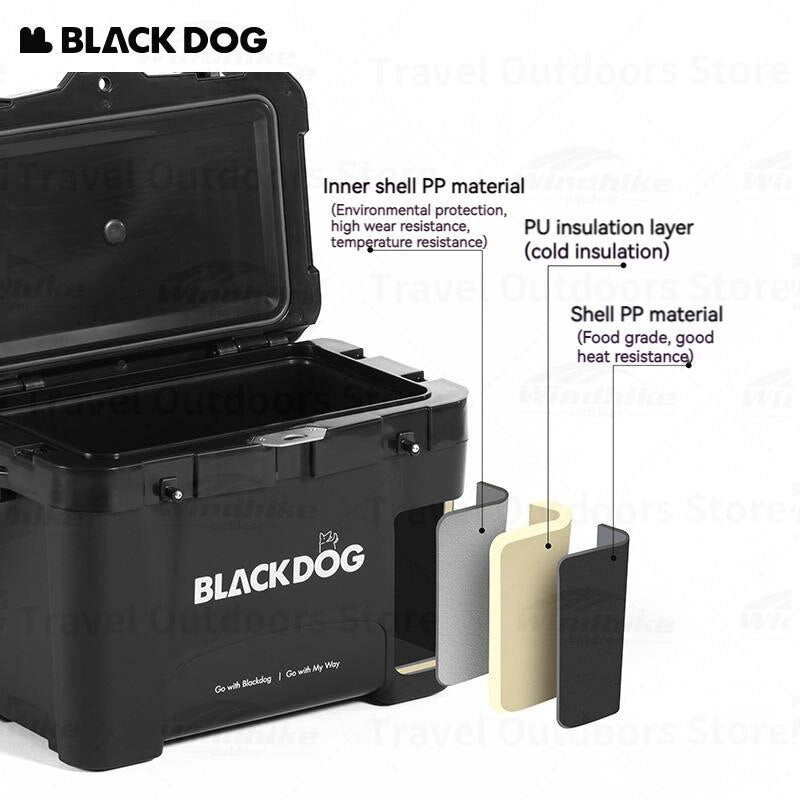 BLACKDOG 26L Rotomolded Black PP Cooler Box Cold Up To 108H Camping Outdoor Ice Food Drink Insulated Storage Chest Heavy Duty Original Black Dog