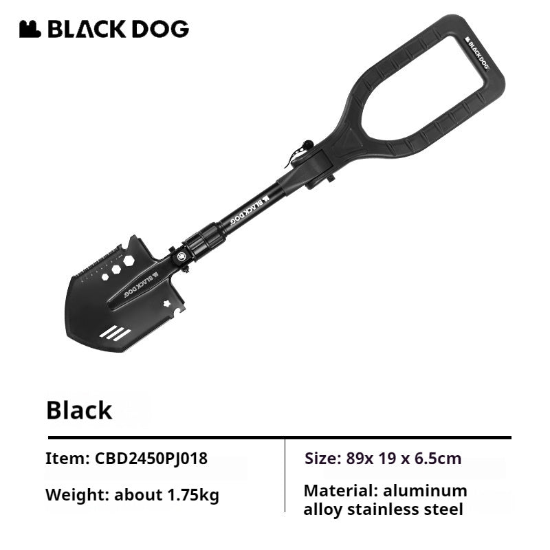 Blackdog Foldable Portable Engineer Shovel Outdoor Lightweight Multifunctional Stainless Steel Thickened Camping Shovel Fishing Hiking Tool Equipment