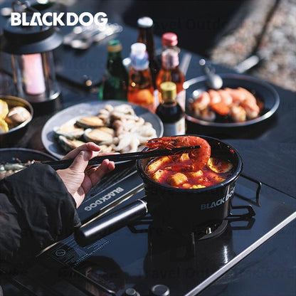 BLACKDOG Camping Enamel Cooker Pot Portable Ultralight 1L Milk Boiler Iron Pot Sauce Pan Polearm Stockpot 1-2 Persons Kitchen Tool Outdoor Hiking Picnic Cooking Travel Heavy Duty Original Black Dog