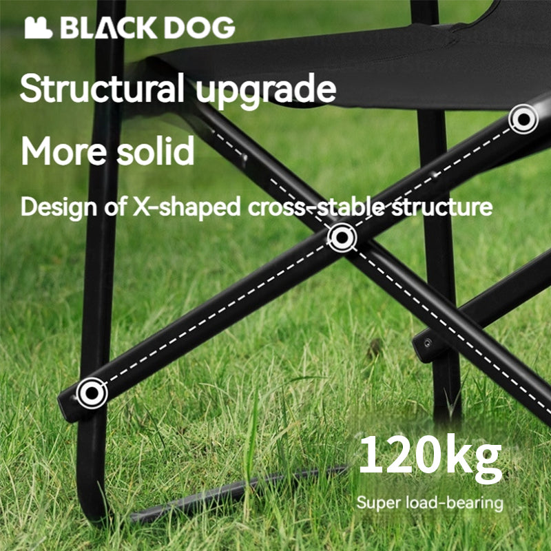 BLACKDOG Meditation Folding Director Chair Outdoor Portable Folding Leisure Stool Widen Seat With Armchair Camping Beach Fishing Picnic Garden Travel Heavy Duty Original Black Dog