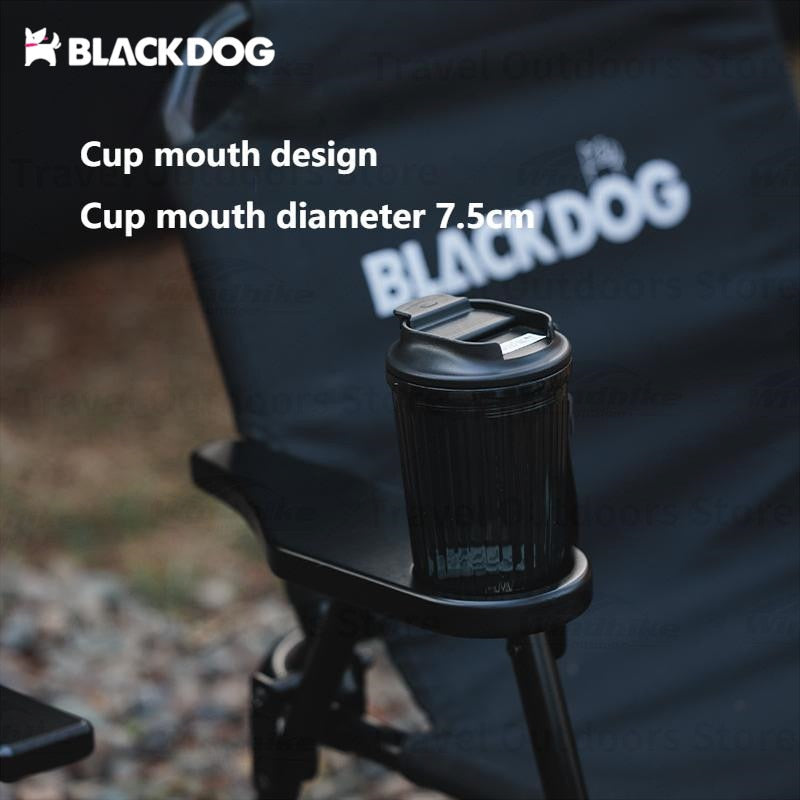 BLACKDOG Black Outdoor Coffee Chair Portable Folding Low Chair with Coffee Cup Holder Version 200kg Max Load Kermit Lying Foldable Seat Arm Back Rest