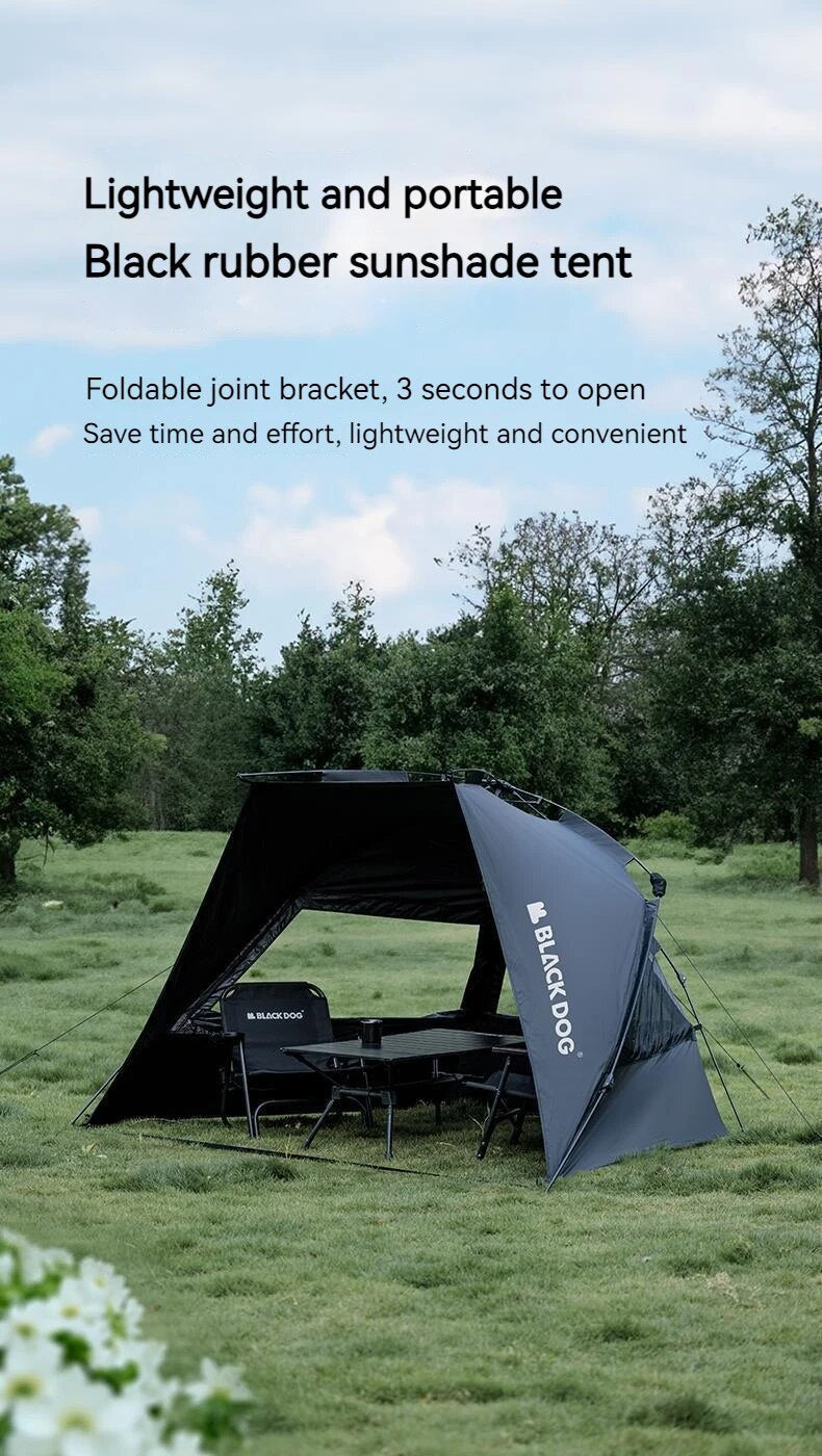 BLACKDOG Full Shading Black Vinyl Automatic Beach Tent Outdoor Canopy Fast Build UPF50+ Sunscreen Vinyl Coated Camping Picnic Fishing for 2-3 Person Waterproof PU3000mm Black Dog