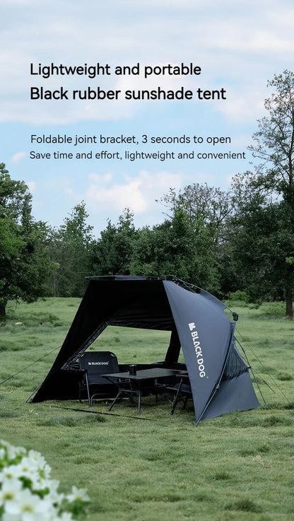 BLACKDOG Full Shading Black Vinyl Automatic Beach Tent Outdoor Canopy Fast Build UPF50+ Sunscreen Vinyl Coated Camping Picnic Fishing for 2-3 Person Waterproof PU3000mm Black Dog