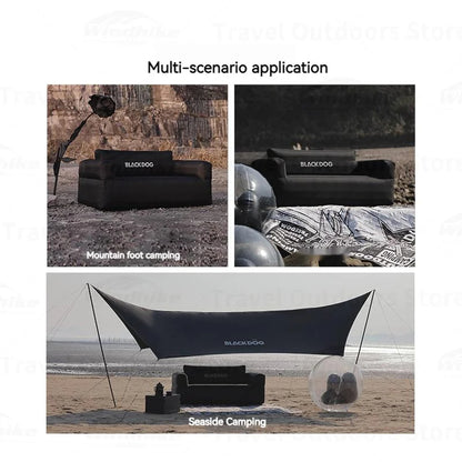 BLACKDOG Inflatable Sofa Outdoor Black Camping Double Portable Sofa Bed 45cm Height up to 300kg Max Load Built-in Electric Air Pump USB C Rechargeable Outdoor Beach Picnic Waterproof Lazy Chair Black Dog