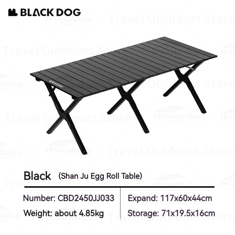 BLACKDOG Aluminum Alloy Egg Roll Folding Table Portable Camping Coffee Dining Table Outdoor Tourism Hiking Picnic Beach Foldable Board Triangular Cross Support Heavy Duty Orignal Black Dog