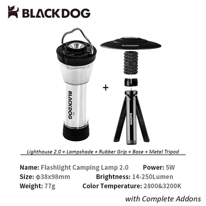 BLACKDOG Outdoor Camping Light Lantern USB Charging LED Lamp Lighthouse Multi Configuration All in One Waterproof Camp Atmosphere Lighting Flashlight