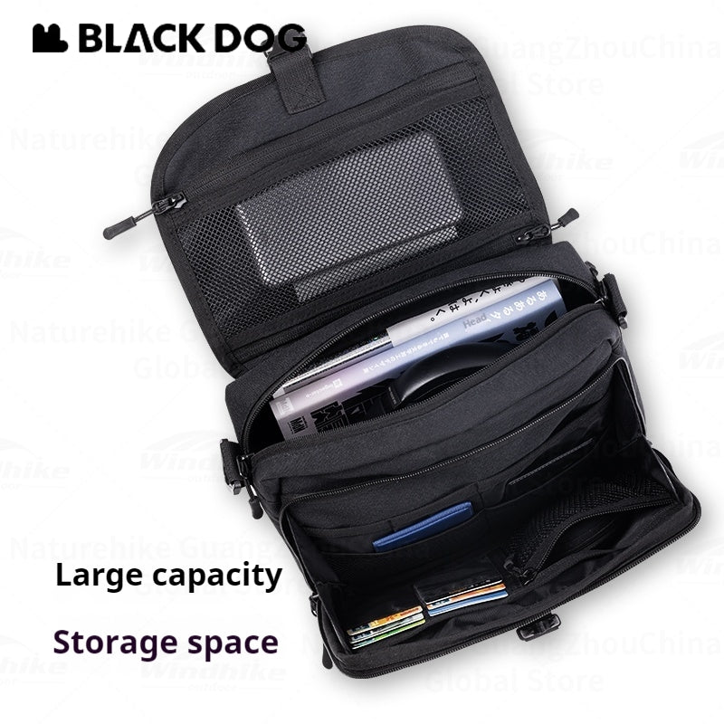 Blackdog Crossbody Shoulder Bag Portable Ultralight Multifunctional Black Casual Shoulder Bag Large Capacity Sundries Bag Unisex Camping Hiking Picnic Beach Sport Travel Heavy Duty Original Black Dog