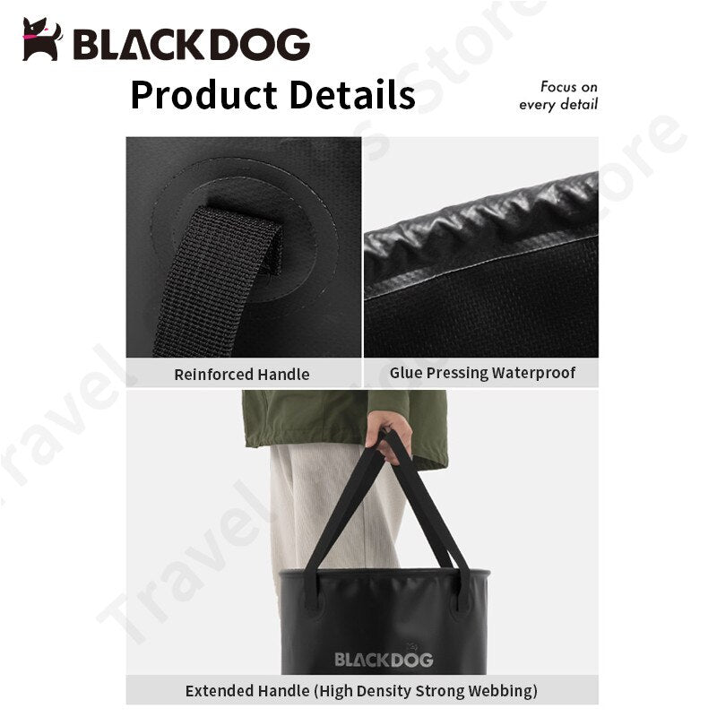 BLACKDOG PVC Foldable Water Bucket Portable Ultralight 20L Water Bucket PVC Waterproof Storage Bag Round Square Shapes Foldable Sink Wash Basin