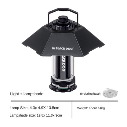 BLACKDOG STARFIRE Black Camping Lamp Mini Outdoor LED Mini Lantern 4 Lighting Modes 2600mAh Battery USB C Charging IPX4 Waterproof 6-150H Hanging Flashlight Ultralight Portable Warm Light Black Dog