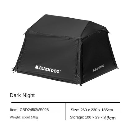 BLACKDOG STAR 5.9 Black Automatic Cabin Style Tent 1 Bedroom 4 Awning Canopy Halls Fast Build Vinyl Coated Sunscreen Waterproof Outdoor Camping Tent for 3-4 Person Large up to 27m² Usable Area