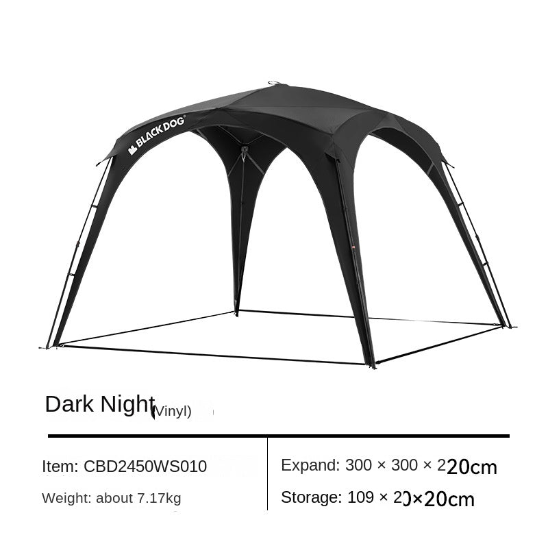 BLACKDOG UNICORN DOME TENT Automatic Multiple Setting Canopy Tent Unlimited Connection Bedroom Awning Living Area Waterproof Outdoor Camping Vinyl Coated UPF100+ UV Sun Protection Black White Fast Build 4-12 Person Large Space Heavy Duty Shelter