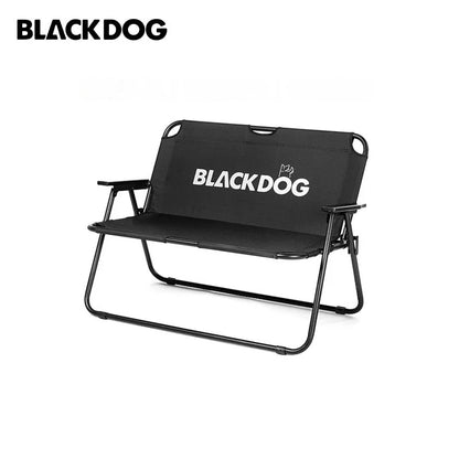 BLACKDOG 2 Person Double Folding Chair Outdoor Portable Leisure Sofa 240KG Max Load Foldable Outdoor Seat Iron Pipe 600D Oxford Cloth Black Beach Camping Hiking Picnic Beach Travel Heavy Duty Original Black Dog