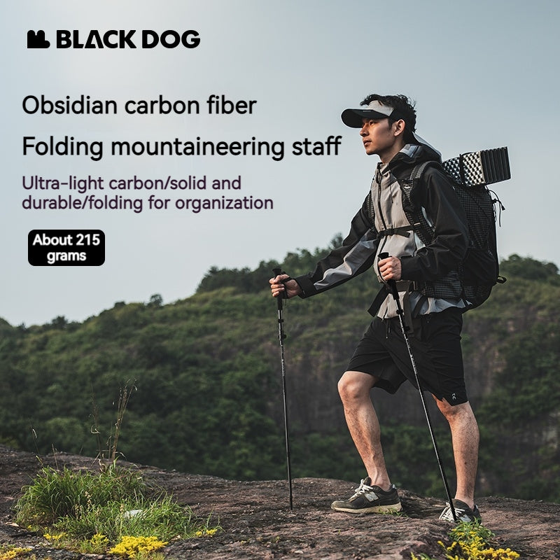 BLACKDOG Carbon Fiber Trekking Pole Portable Ultralight Three Section Folding / Telescopic Walking Hiking Anti-Skid Stick Adjustable Climbing Cane Rod 1pc