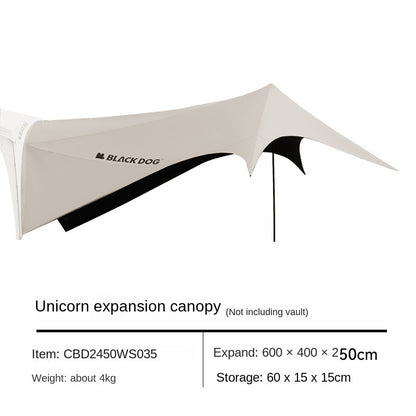 BLACKDOG UNICORN DOME TENT Automatic Multiple Setting Canopy Tent Unlimited Connection Bedroom Awning Living Area Waterproof Outdoor Camping Vinyl Coated UPF100+ UV Sun Protection Black White Fast Build 4-12 Person Large Space Heavy Duty Shelter